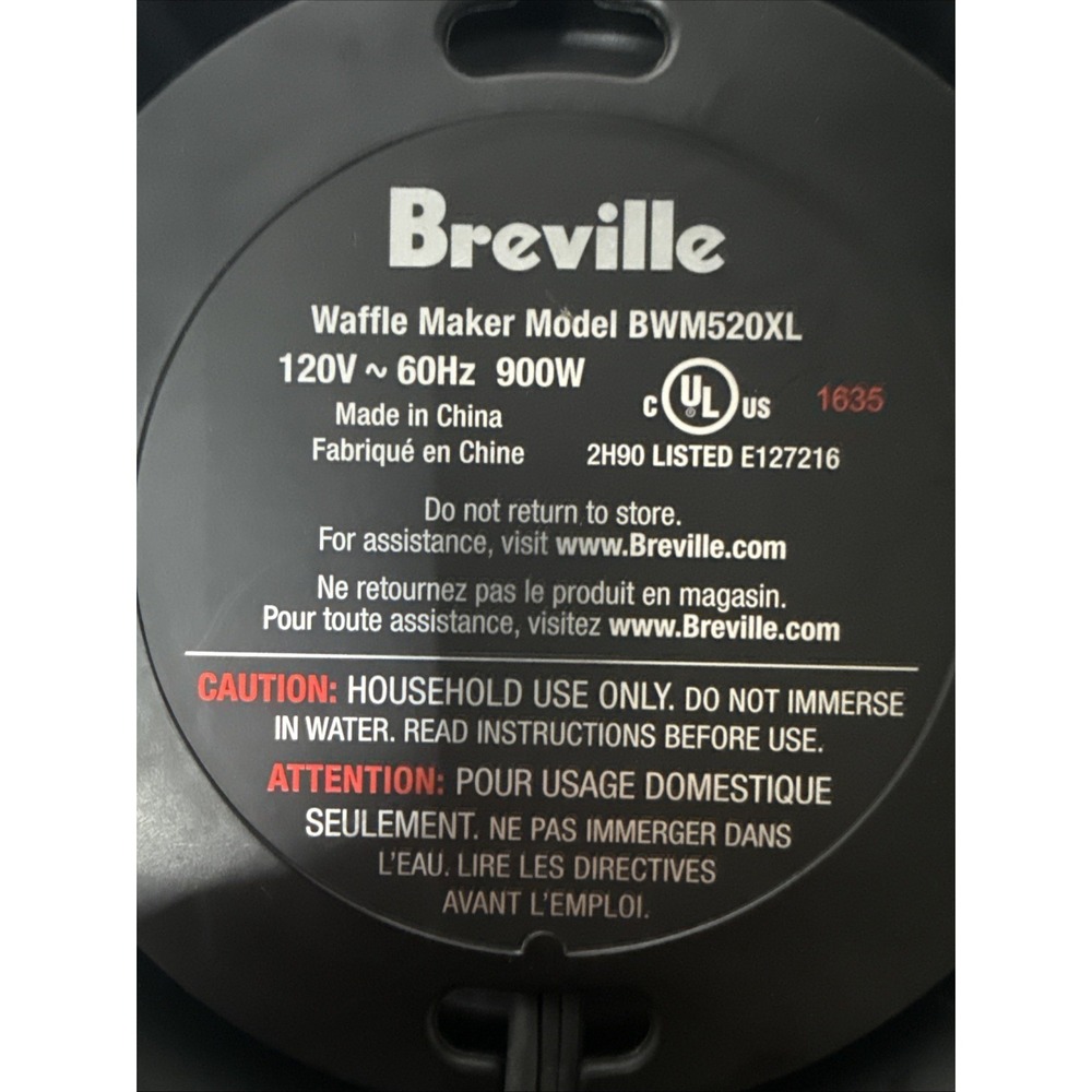 Breville Waffle Maker BWM520XL No Mess Stainless Steel WORKS Tested Clean EUC!! - Picture 2 of 13